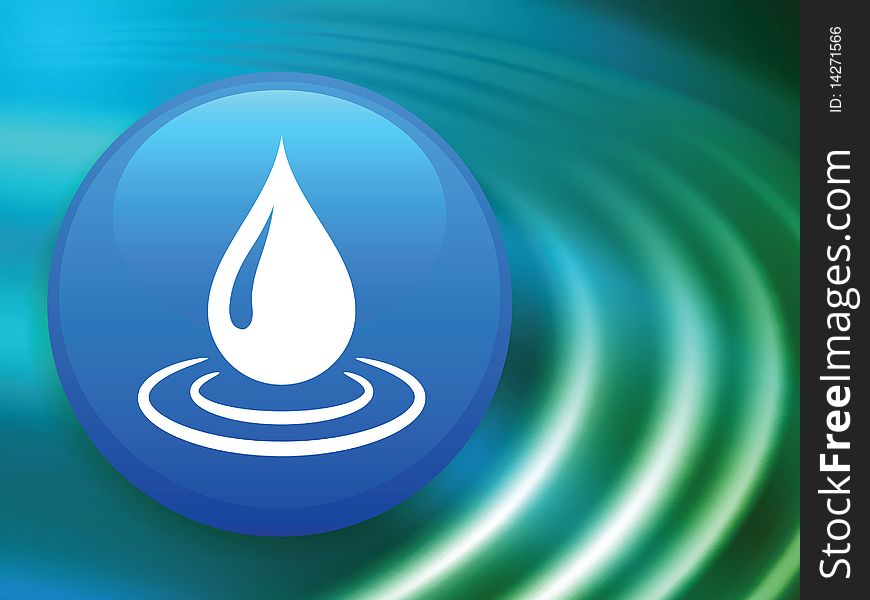 Water Droplet on Abstract Liquid Wave Background Original Illustration