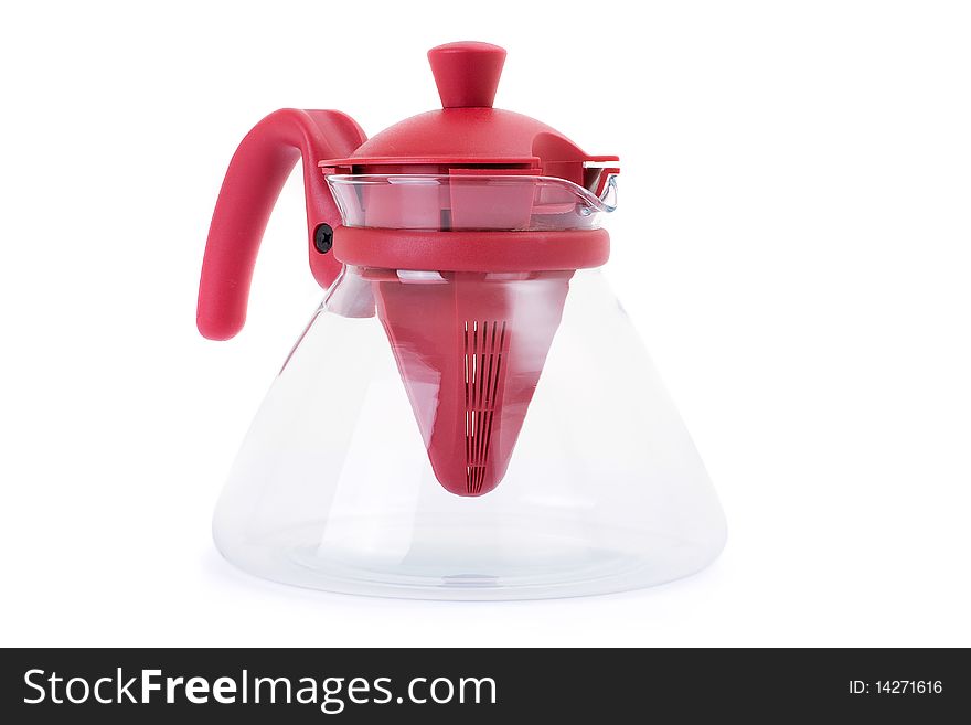 Series. A glass teapot isolated on a white background