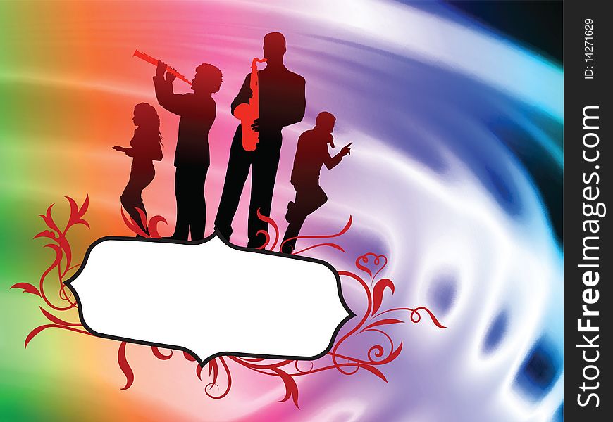 Live Music Band On Abstract Liquid Wave Background