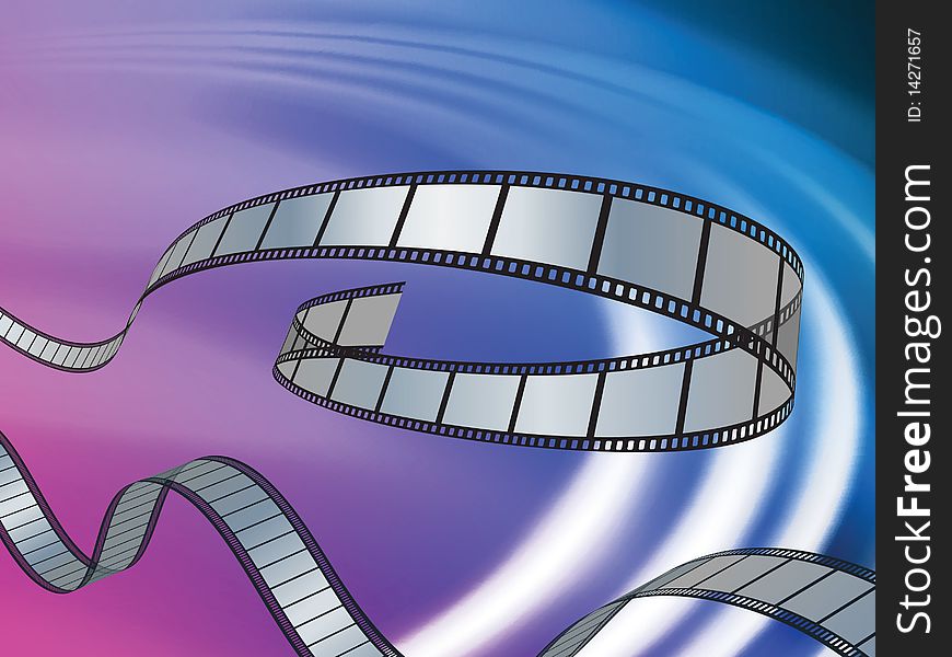 Film Reel on Abstract Liquid Wave Background Original Illustration