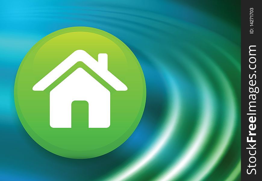 House Button on Abstract Liquid Wave Background