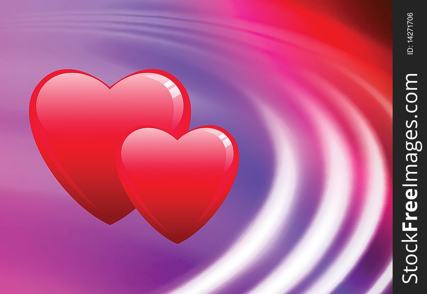 Hearts on Abstract Liquid Wave Background