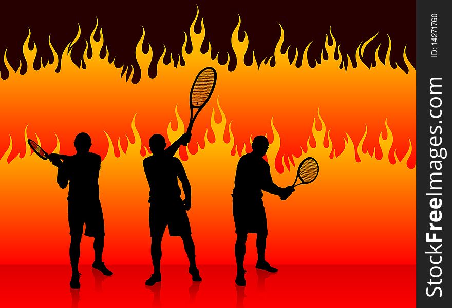 Tennis Team on Fire Background
Original Illustration