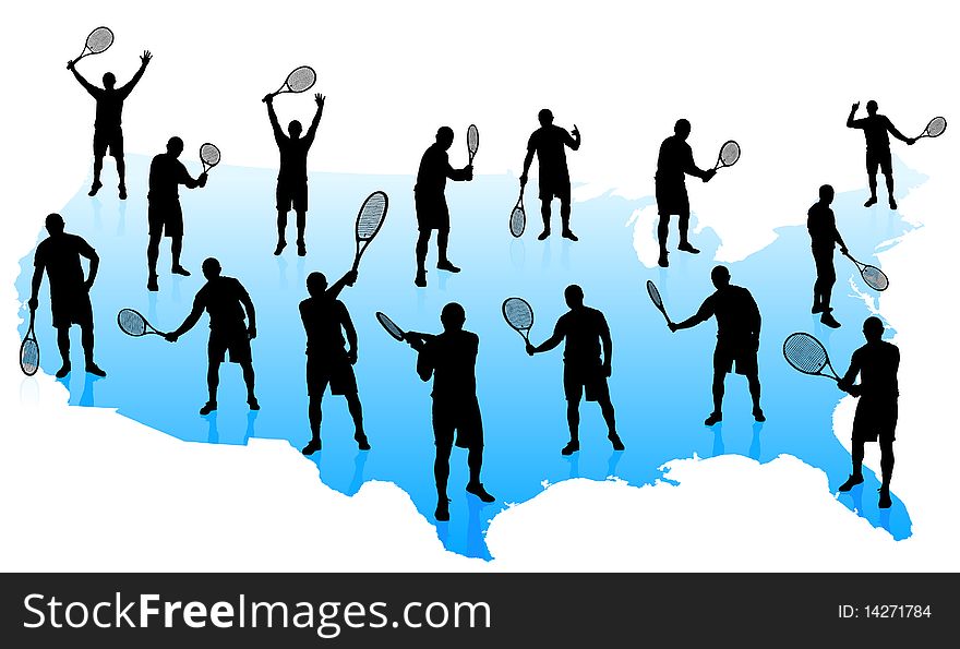 Tennis Team with United States Map