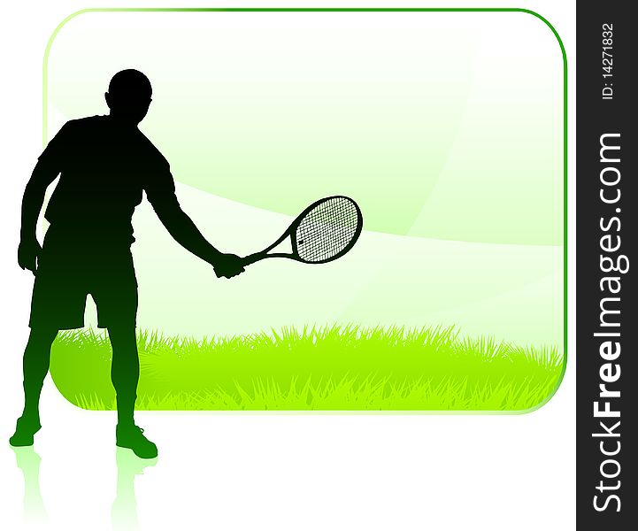 Tennis Player With Blank Nature Frame