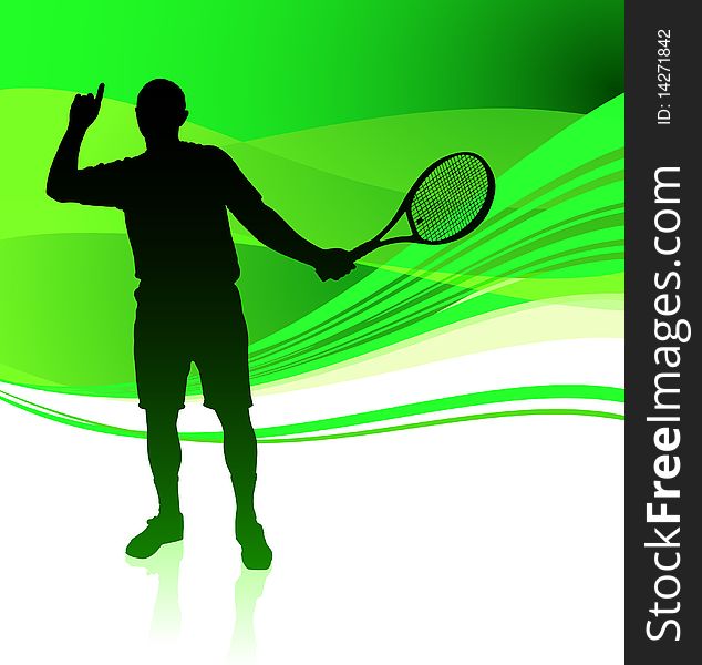 Tennis Player on Green Abstract Background
Original Illustration