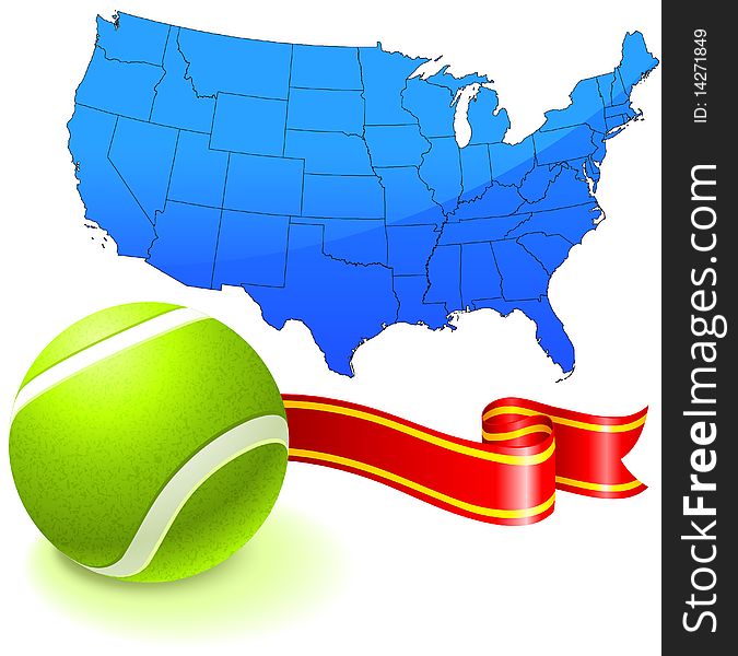 Tennis Ball With United States Map