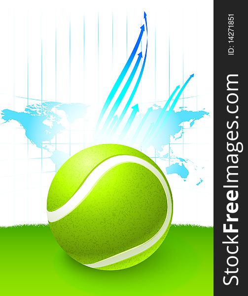 Tennis Ball with World Map Background