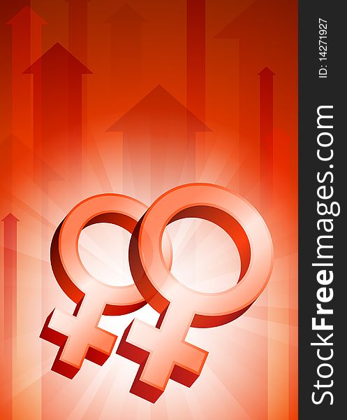 Lesbian Symbols on Red Arrow Background
Original Illustration