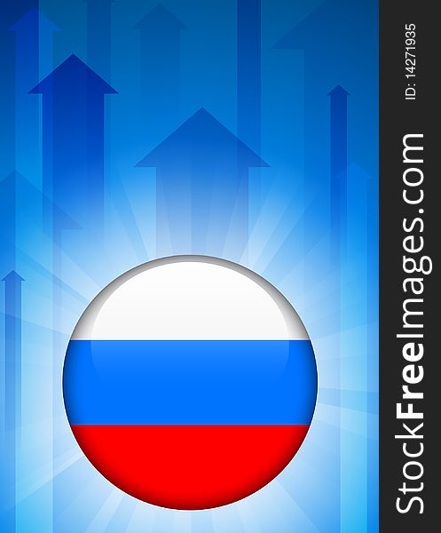Russia Flag Icon on Internet Button Original Illustration