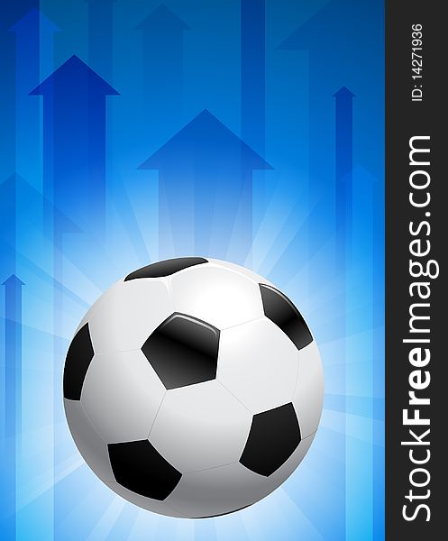 Soccer Ball on Blue Arrow Background Original Illustration