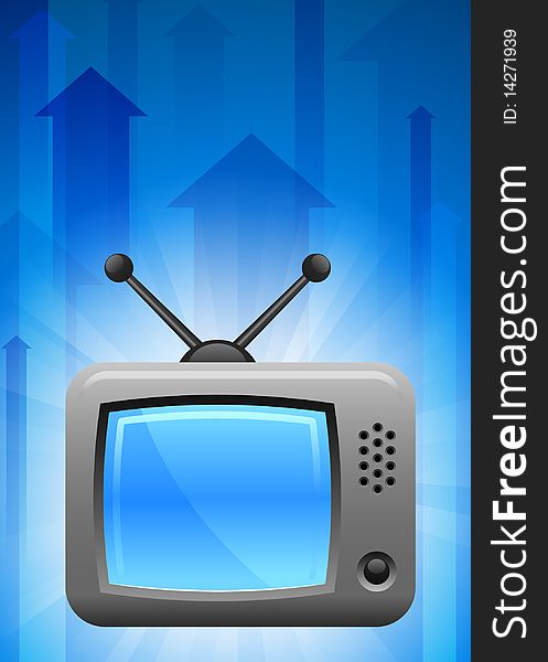 Television On Blue Arrow Background