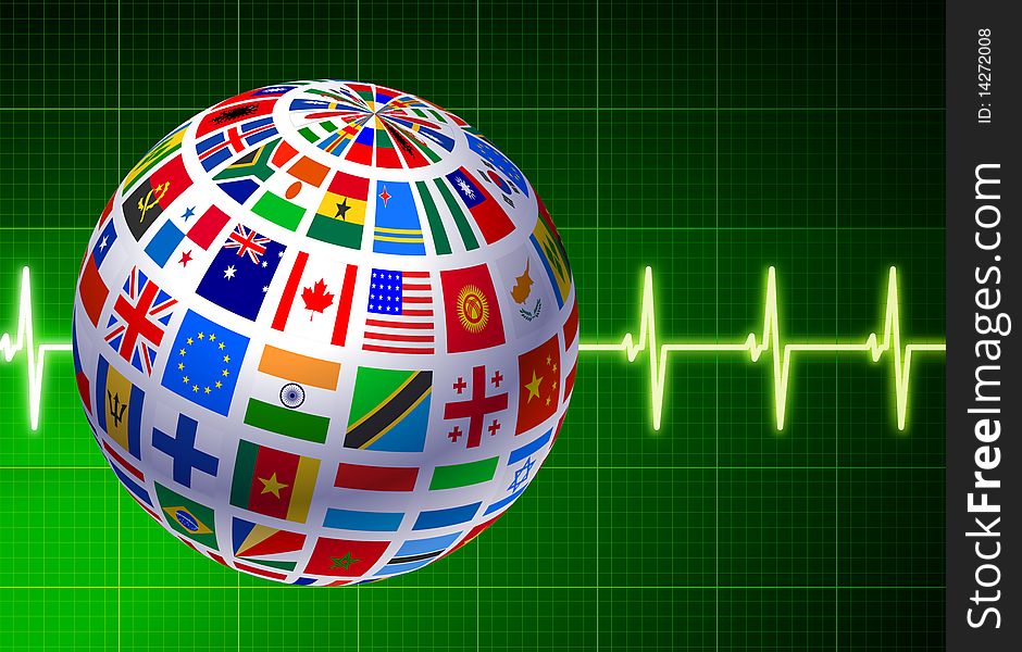 Flags Globe with Pulse Background
Original Illustration