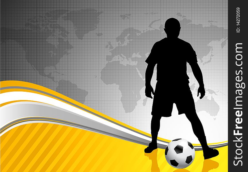 Soccer Player With World Map Background