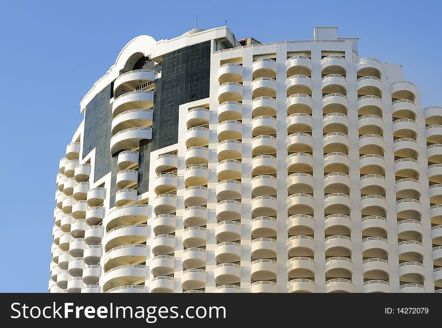 The structure of the building. Which is a hotel in Pattaya,Thailand.