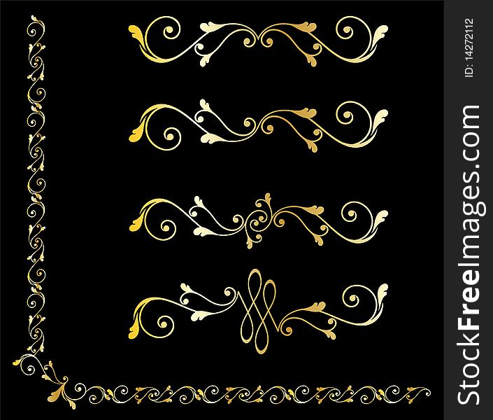 Golden Decorative Design Elements