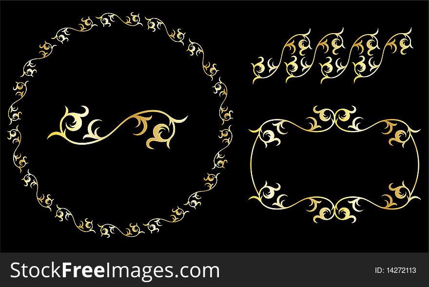 Golden Decorative Design Elements