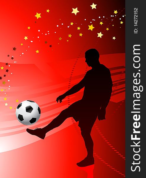 Soccer/Football Player On Red Background