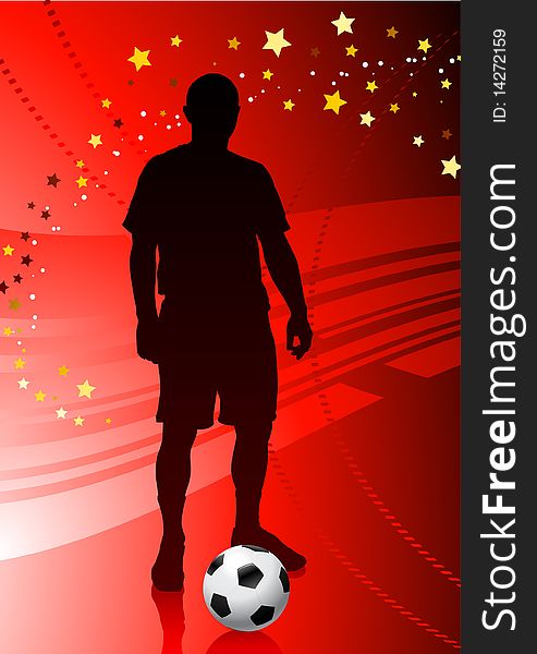 Soccer/Football Player on Red Background Original Illustration