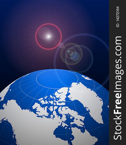 Globe on Lens Glare Background
Original Illustration
