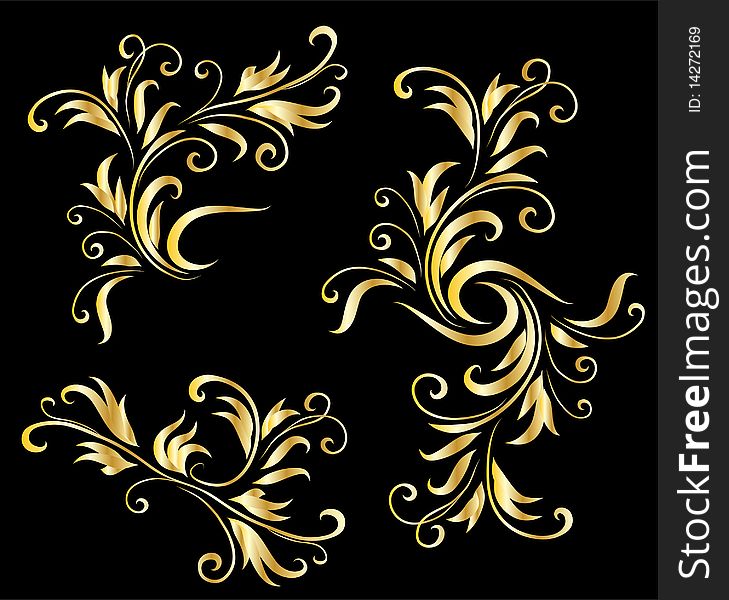 Golden decorative design elements
original illustration