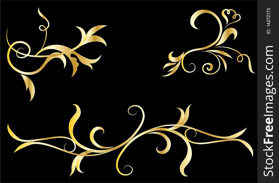 Golden Decorative Design Elements