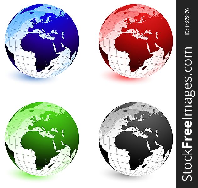 Globe Colorful Set Original Illustration. Globe Colorful Set Original Illustration