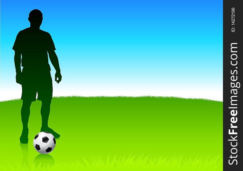 Soccer player on nature park background Original Illustration