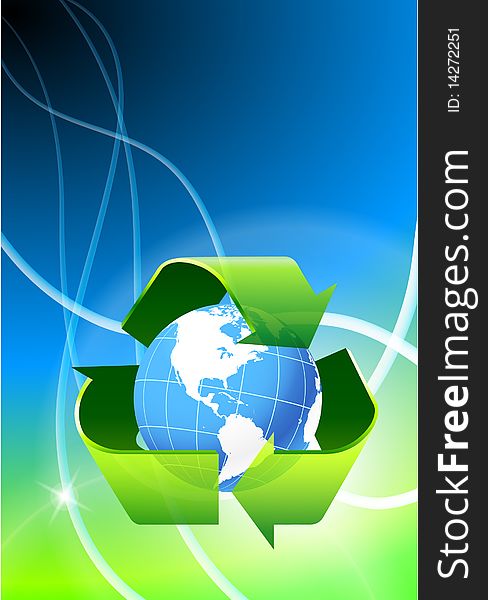 Globe with Recycle Symbol on abstract Background