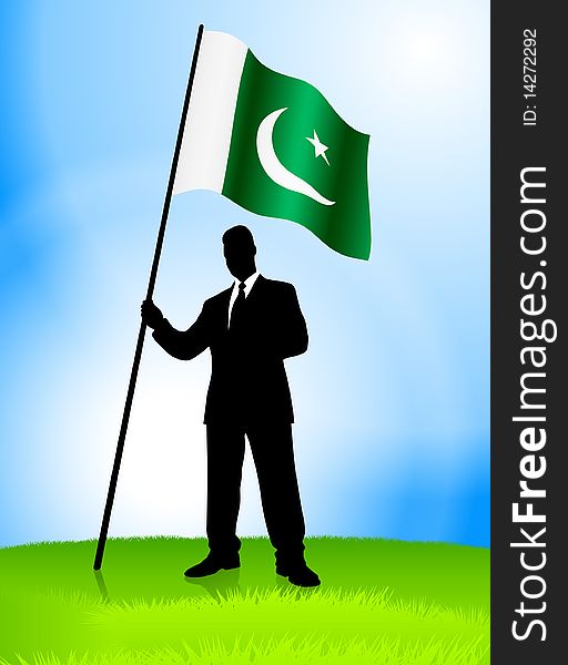 Businessman Leader Holding Pakiston Flag