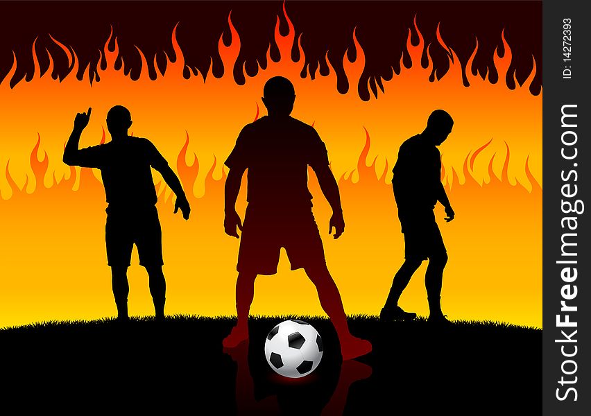 Soccer/Football Player on Hell Fire Background