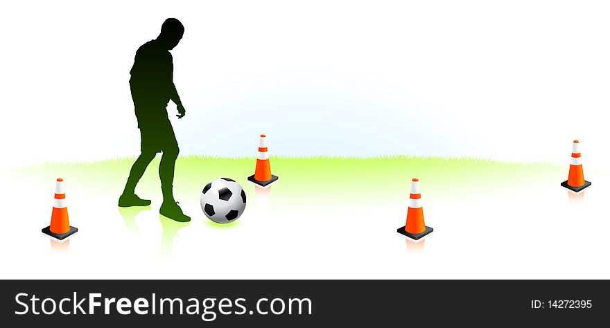 Soccer Player With Traffic Cones