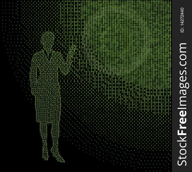 Binary Matrix Young businesswoman silhouette