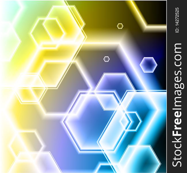 Hexagon Shapes on Colorful Abstract Background