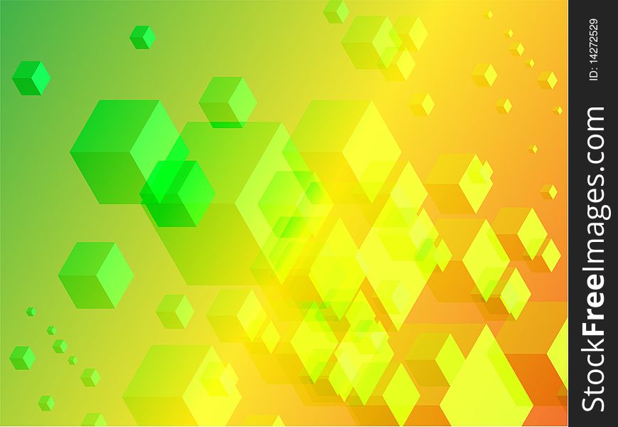 3D Cubes on Colorful Abstract Background Original Illustration