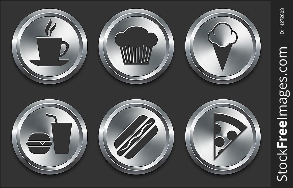 Food Icons on Metal Internet Button
