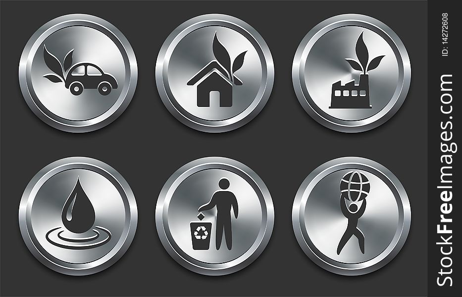 Environmental Icons on Metal Internet Button
Original Illustration