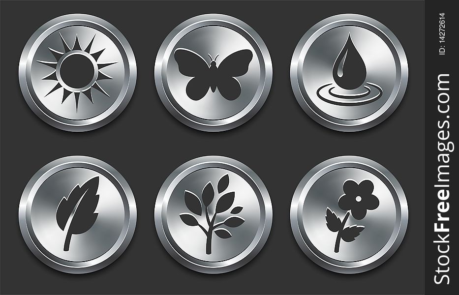 Environmental Icons on Metal Internet Button
Original Illustration