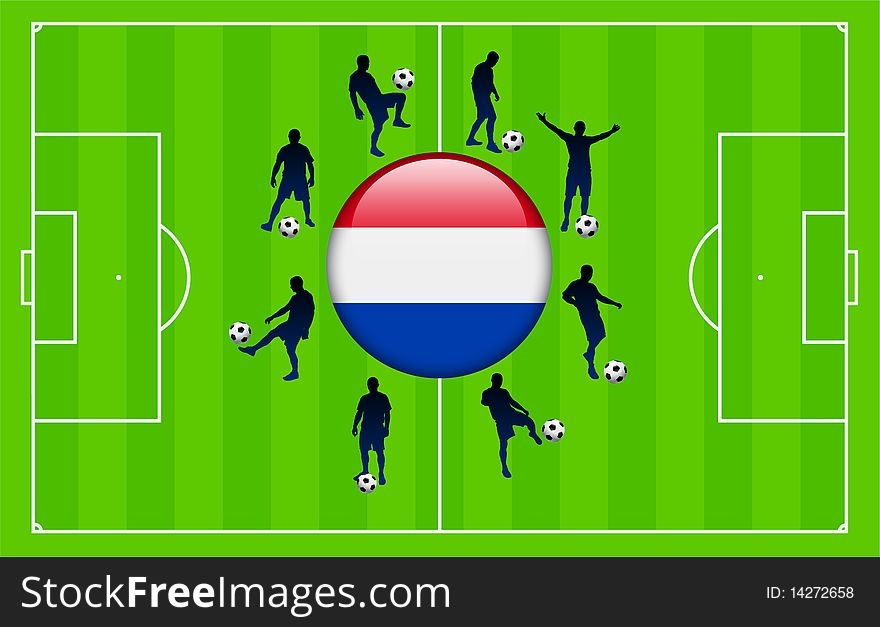 Netherlands Flag Icon Internet Button with Soccer Match Original Illustration. Netherlands Flag Icon Internet Button with Soccer Match Original Illustration