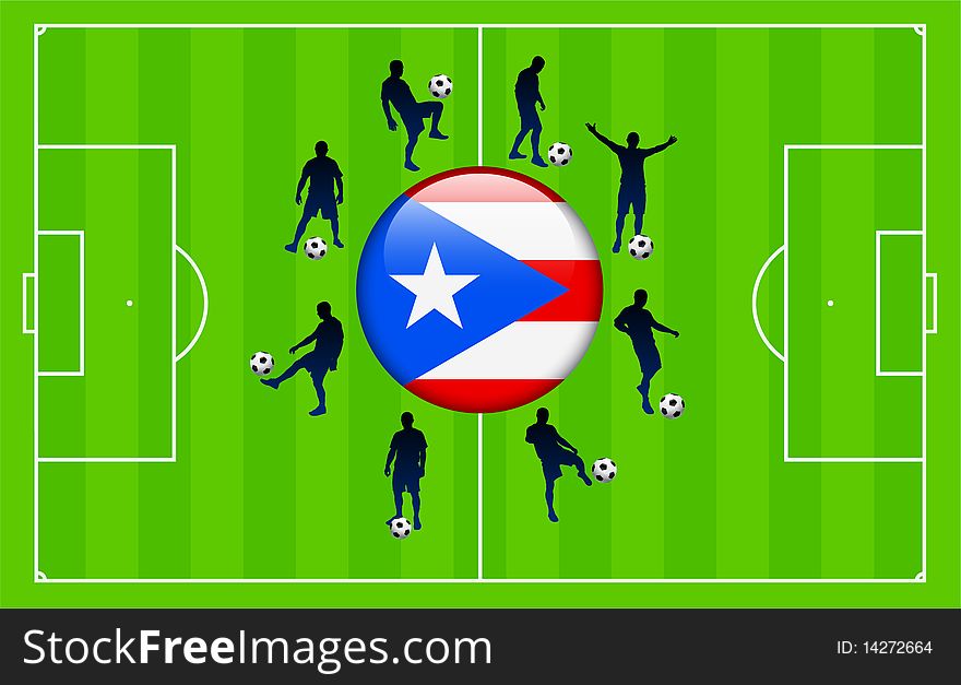 Puerto Rico Flag Icon Internet Button with Soccer Match Original Illustration. Puerto Rico Flag Icon Internet Button with Soccer Match Original Illustration