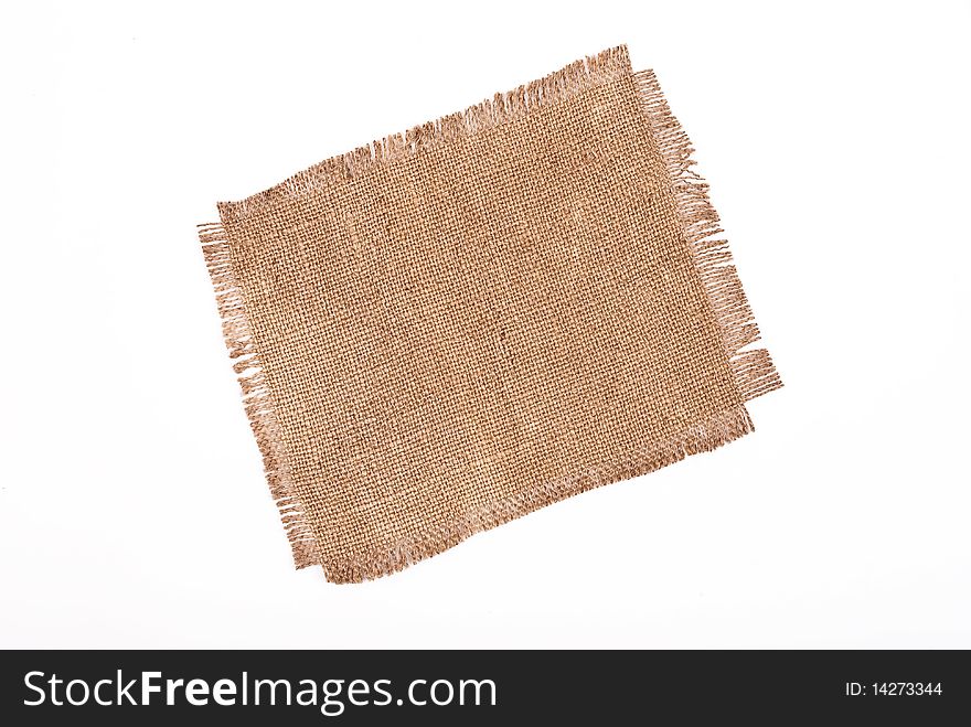 Sackcloth material on white background