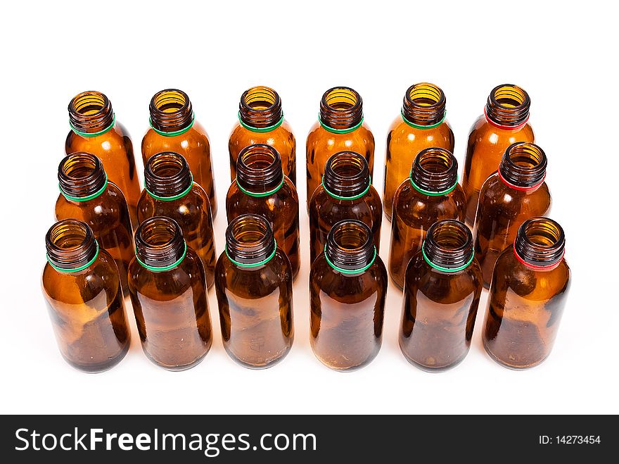 Empty bottles isolated on white