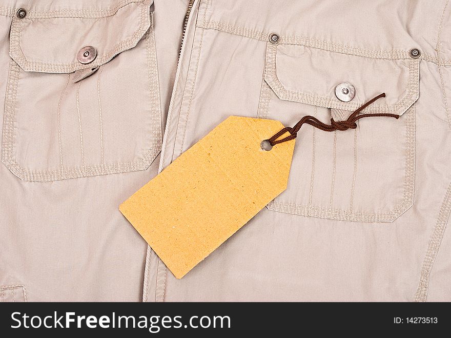 Cloth with tag. Jacket fragment