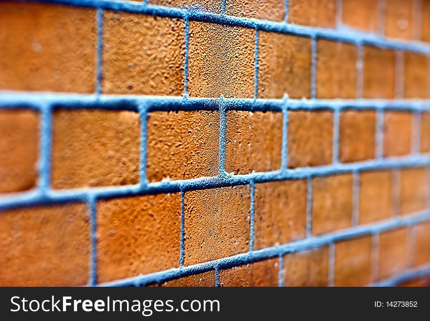 Brick wall with vivid colors