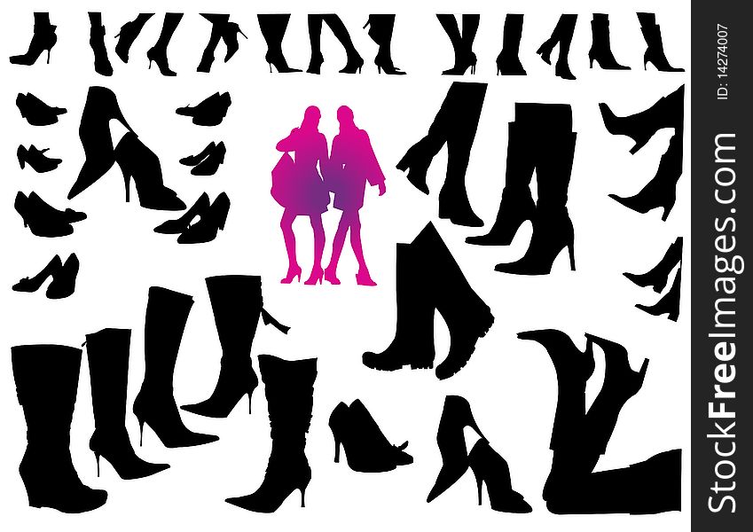 Silhouette boots with lilac woman