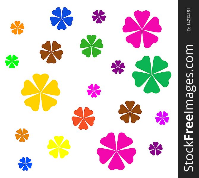 Background with colorful flowers in variety of sizes spread over the canvas. Background with colorful flowers in variety of sizes spread over the canvas.