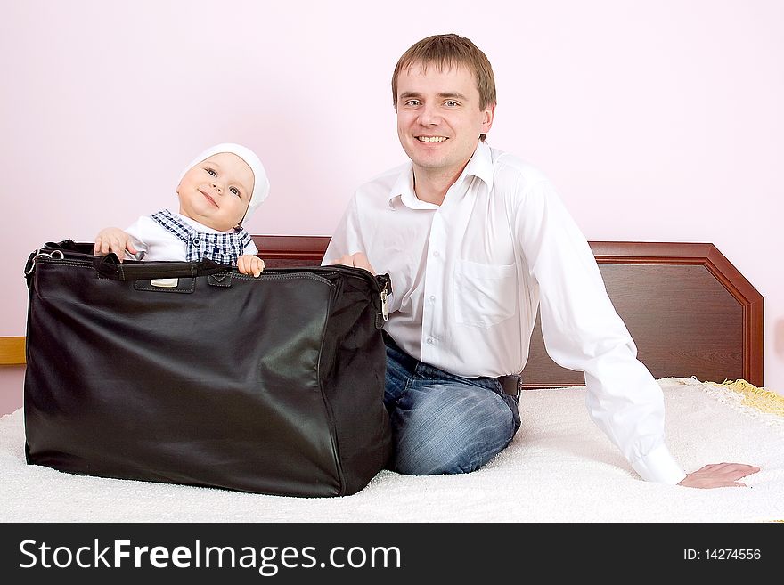 Father plays with baby girl. Father plays with baby girl