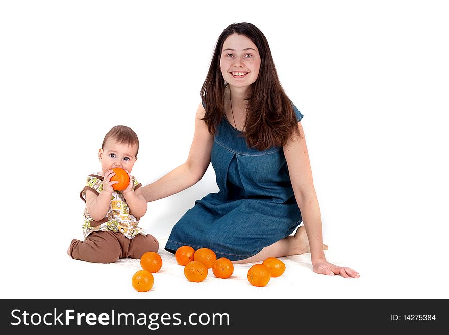 Boy and mother at studio