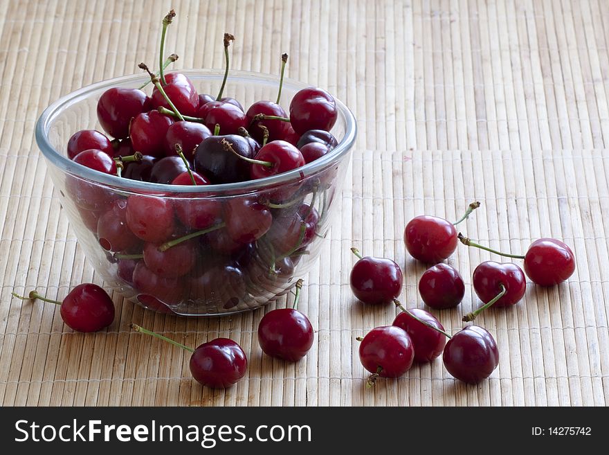 Still life with fresh cherries