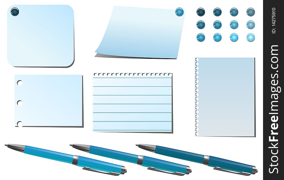 Blue  pins and pens